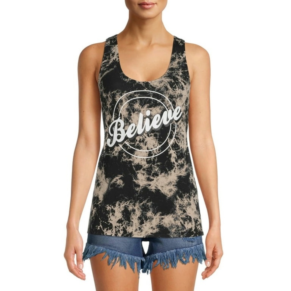 Graphic Tie-Dye Tank with O-Ring Back Detail